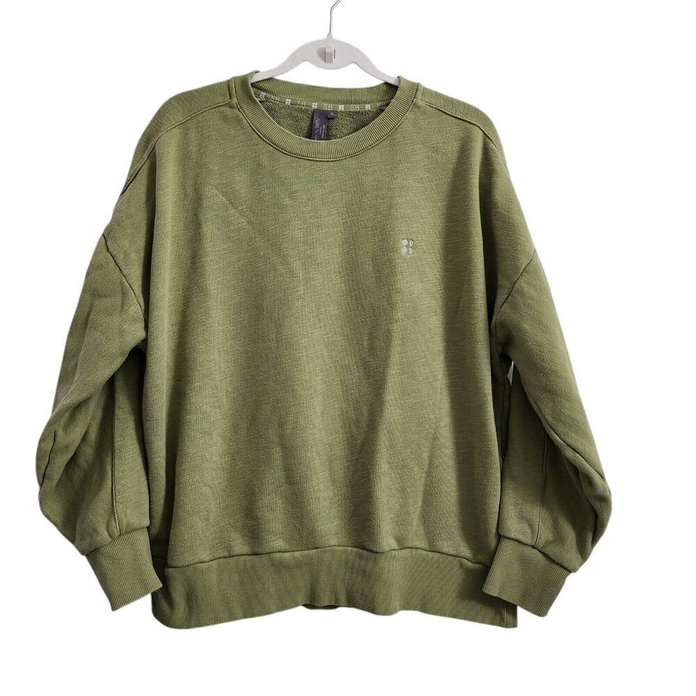 Sweaty Betty Sweater Womens XL Green Pullover Essentials Cotton Longsleeve Logo